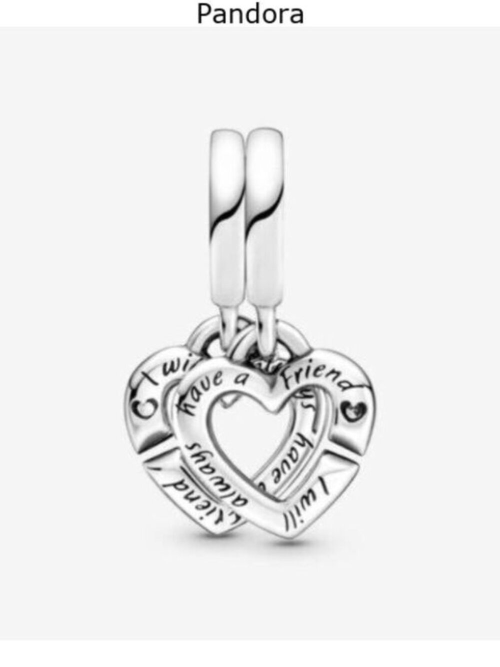 Pandora Linked Sister Hearts Split Dangle Charm